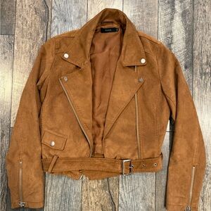 Talula Brown Leather Moto Jacket